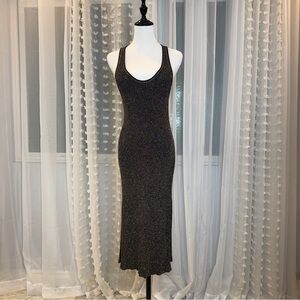 BCBGMaxAzria Margret Shimmering Black & Gold Midi Bodycon Dress